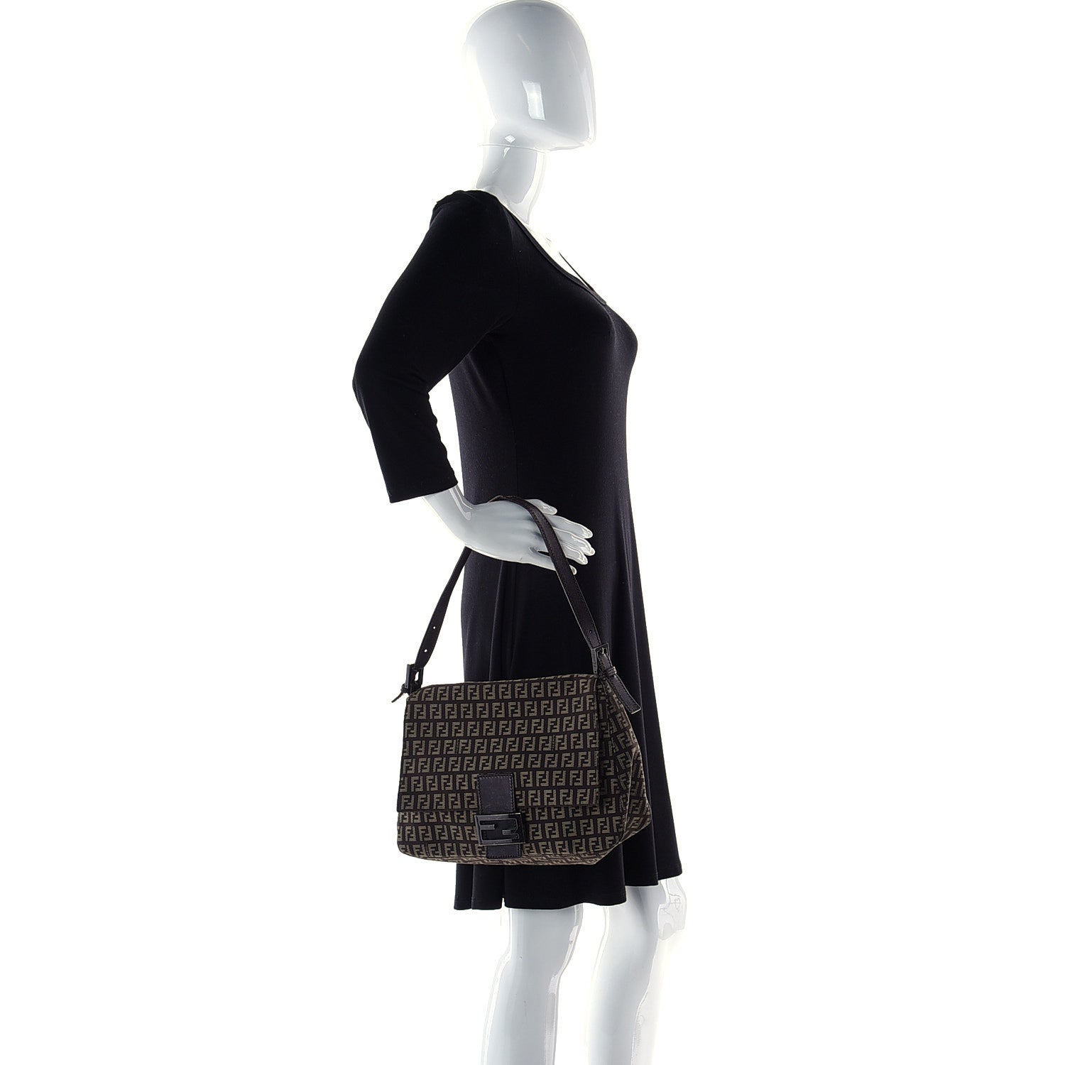 Fendi Zucchino Vitello Mama Baguette Testa di Moro Beige 5 of 26
