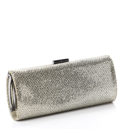 Jimmy Choo Glitter Fabric Small Tube Clutch Champagne 3 of 9