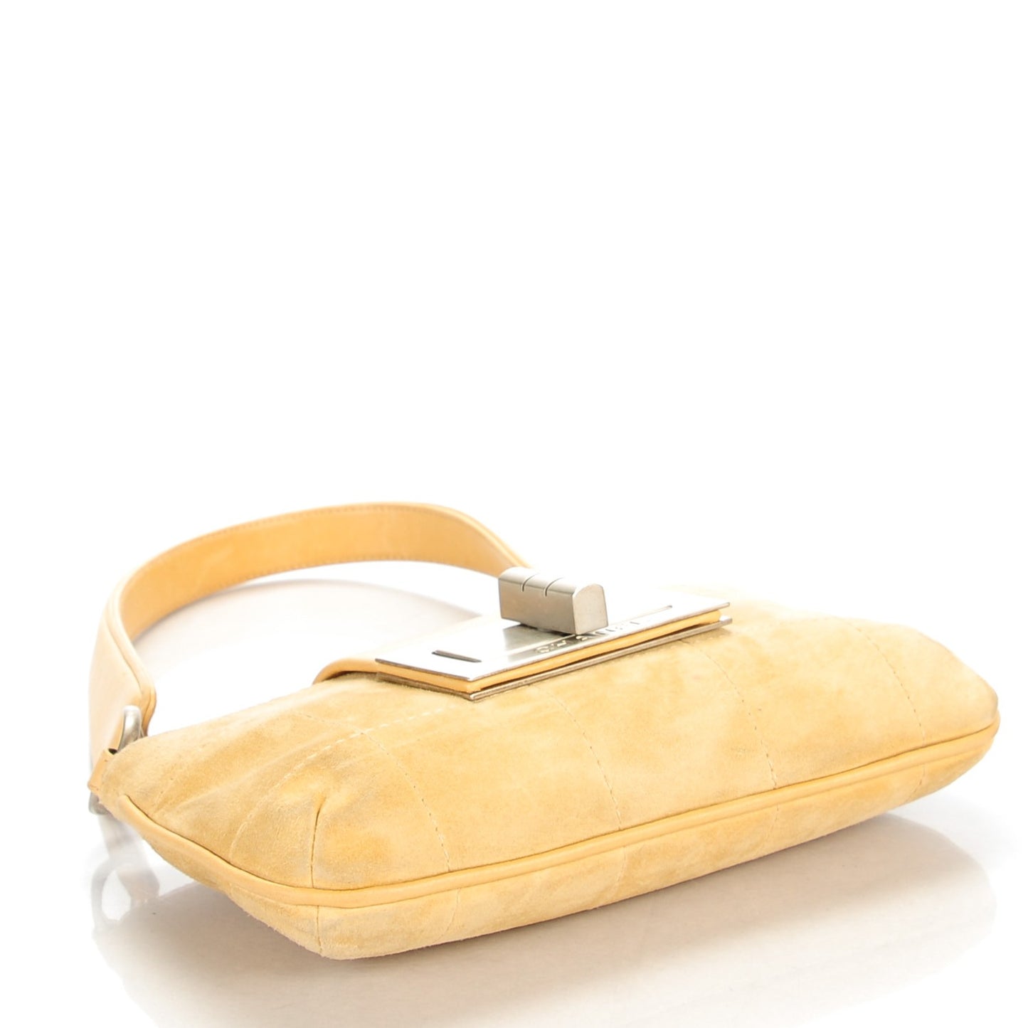 Suede Quilted Small Mademoiselle Shoulder Bag Beige