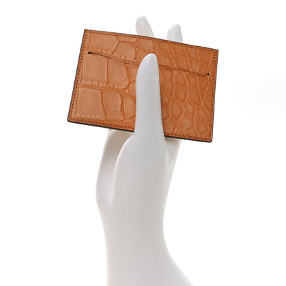 Hermes Matte Alligator Petit H Card Case Orange Caramel 2 of 7