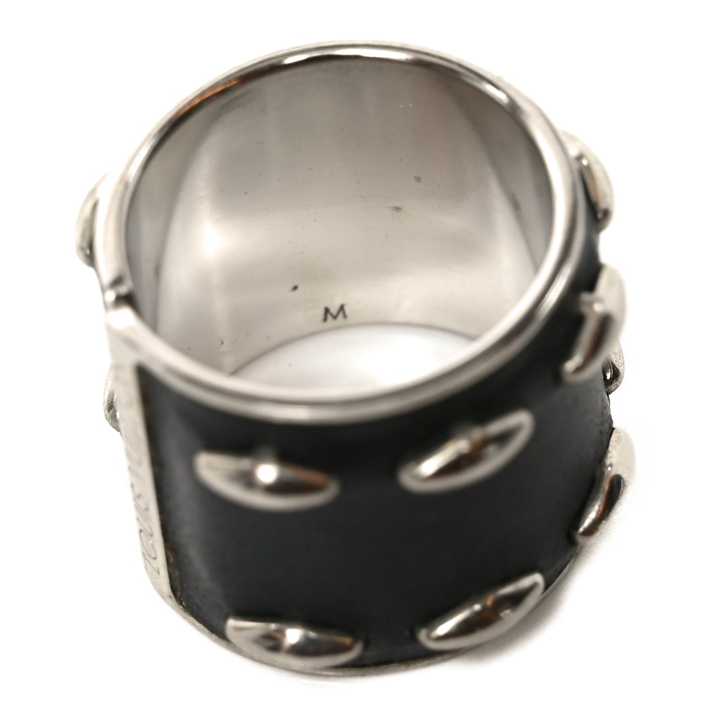 Calfskin Ring M Black Silver