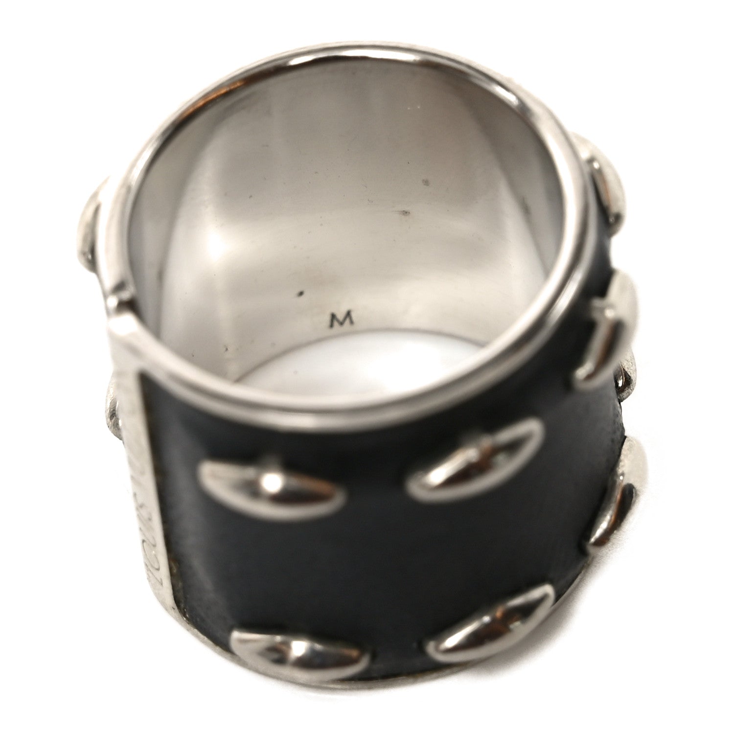 Louis Vuitton Calfskin Ring M Black Silver 5 of 6