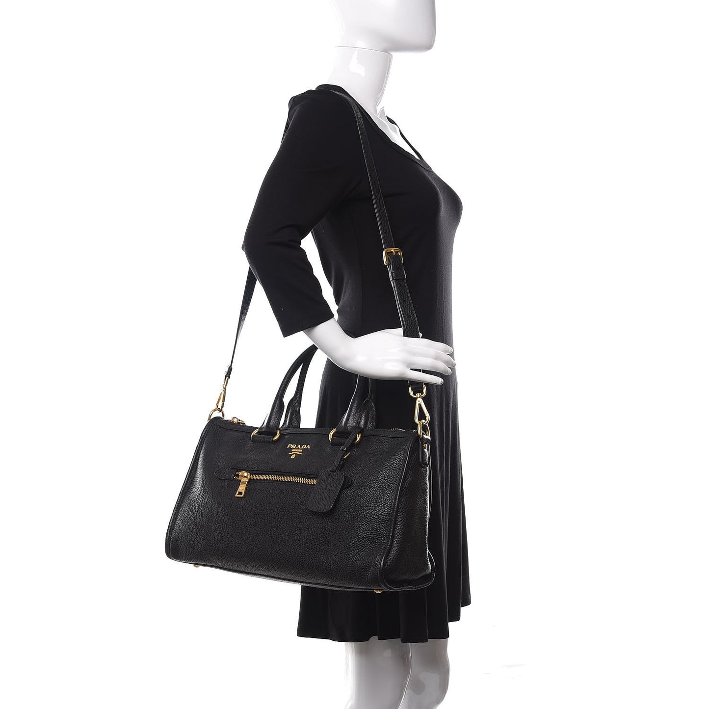 Vitello Daino Shopping Satchel Black