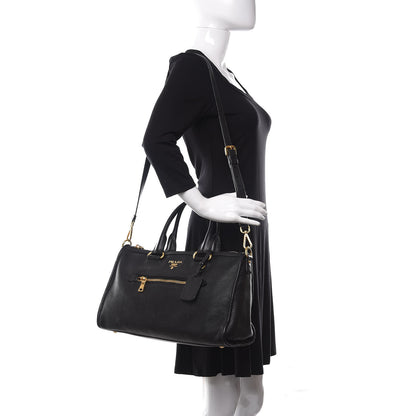 Prada Vitello Daino Shopping Satchel Black 2 of 14