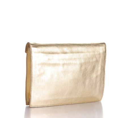 Saint Laurent Metallic Calfskin Y Envelope Clutch Gold 3 of 7