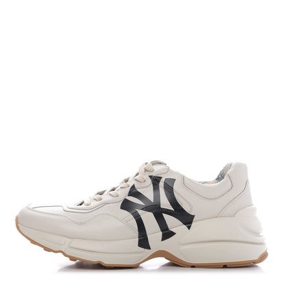 Gucci X MLB Calfskin NY Yankees Mens Rhyton Sneakers 8.5 Mystic White 1 of 11