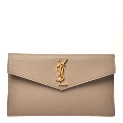 Saint Laurent Grain De Poudre Uptown Pouch Dark Beige 1 of 7