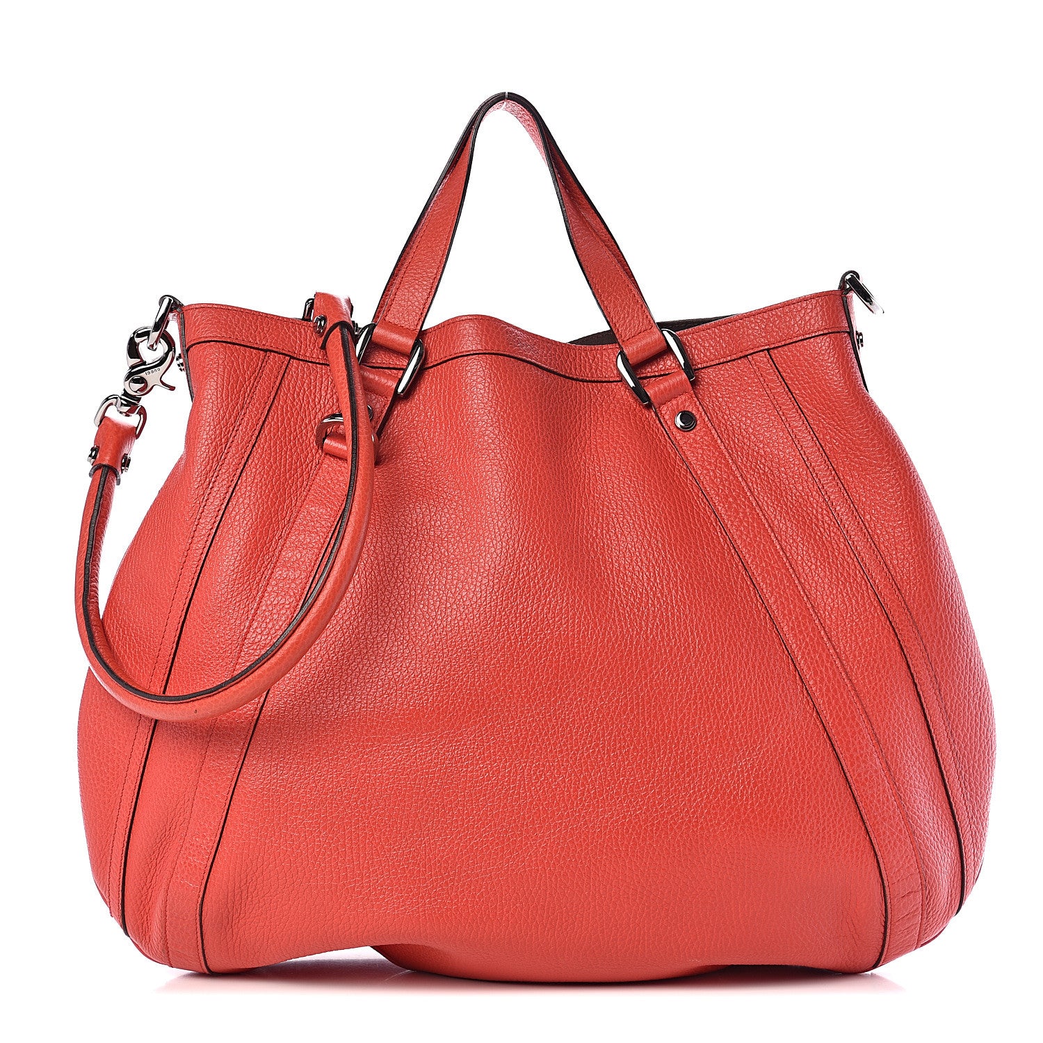 Gucci Pebbled Calfskin Medium Abbey Convertible Tote Red 1 of 9