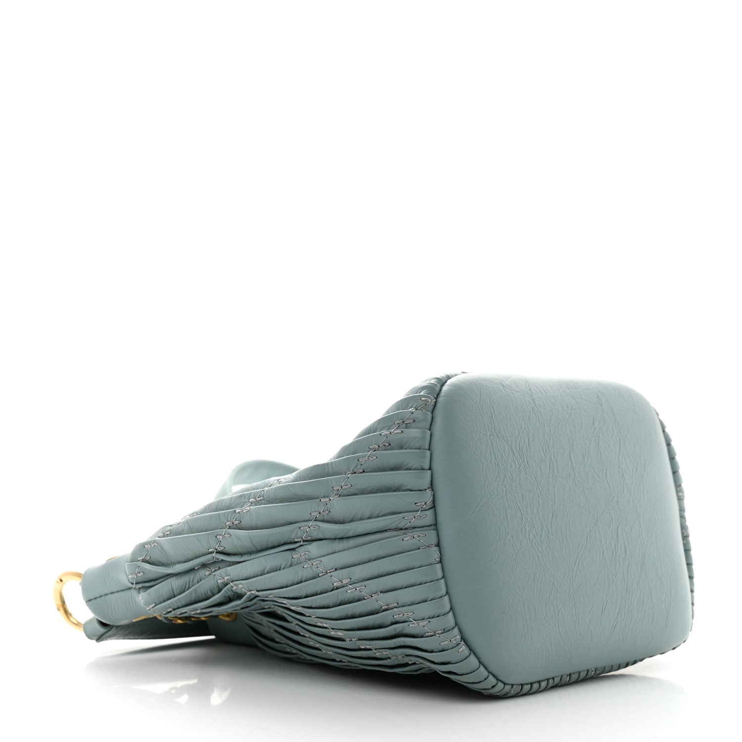 Chanel Crumpled Calfskin Coco Pleats Drawstring Bag Blue 4 of 11