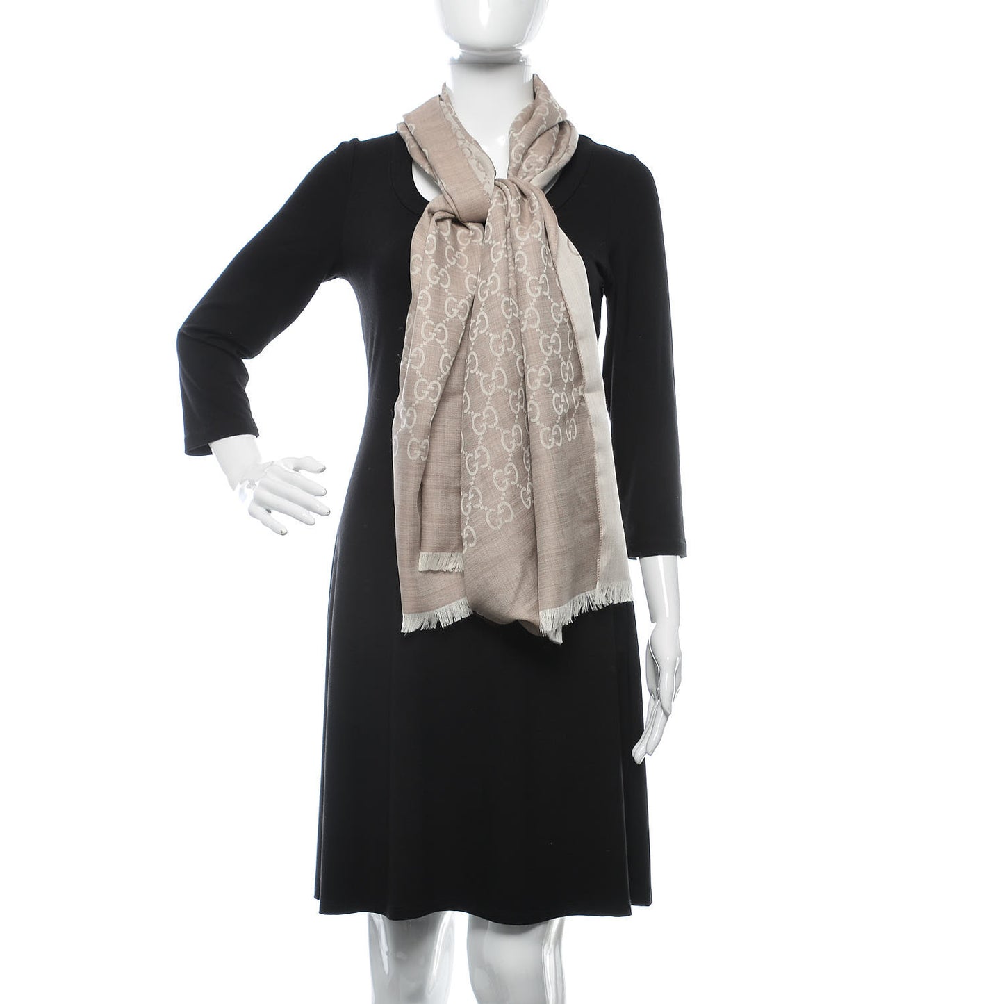 Wool Silk GG Monogram GGNat Scarf Sand