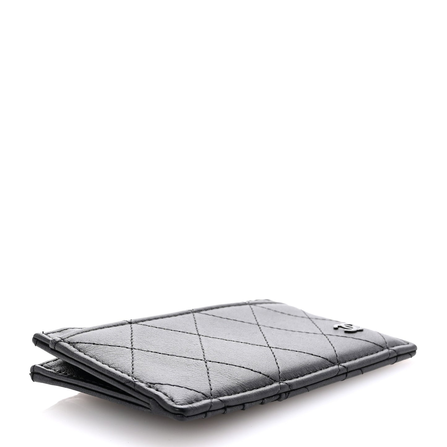 Calfskin Quilted Zip Card Holder So Black