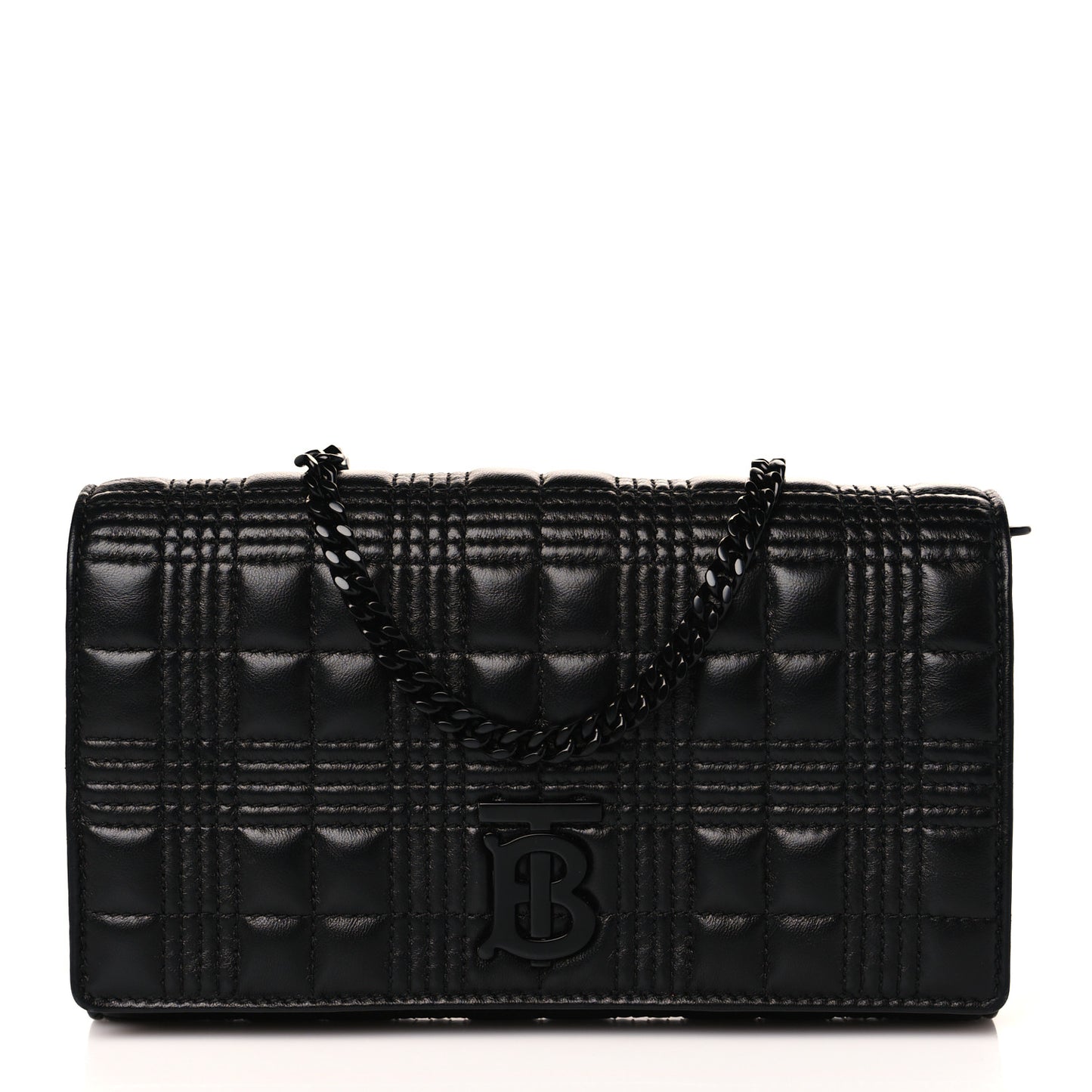Lambskin Micro Quilted Hannah Wallet On Chain Black
