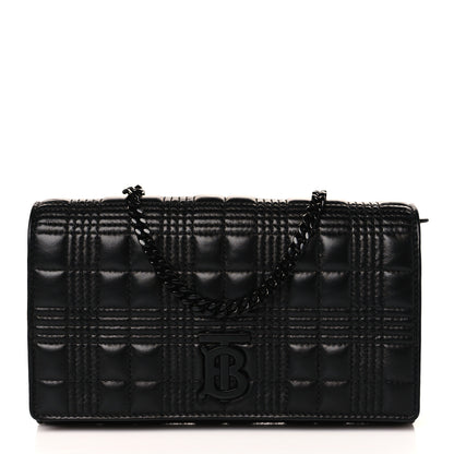 Burberry Lambskin Micro Quilted Hannah Wallet On Chain Black 1 of 8