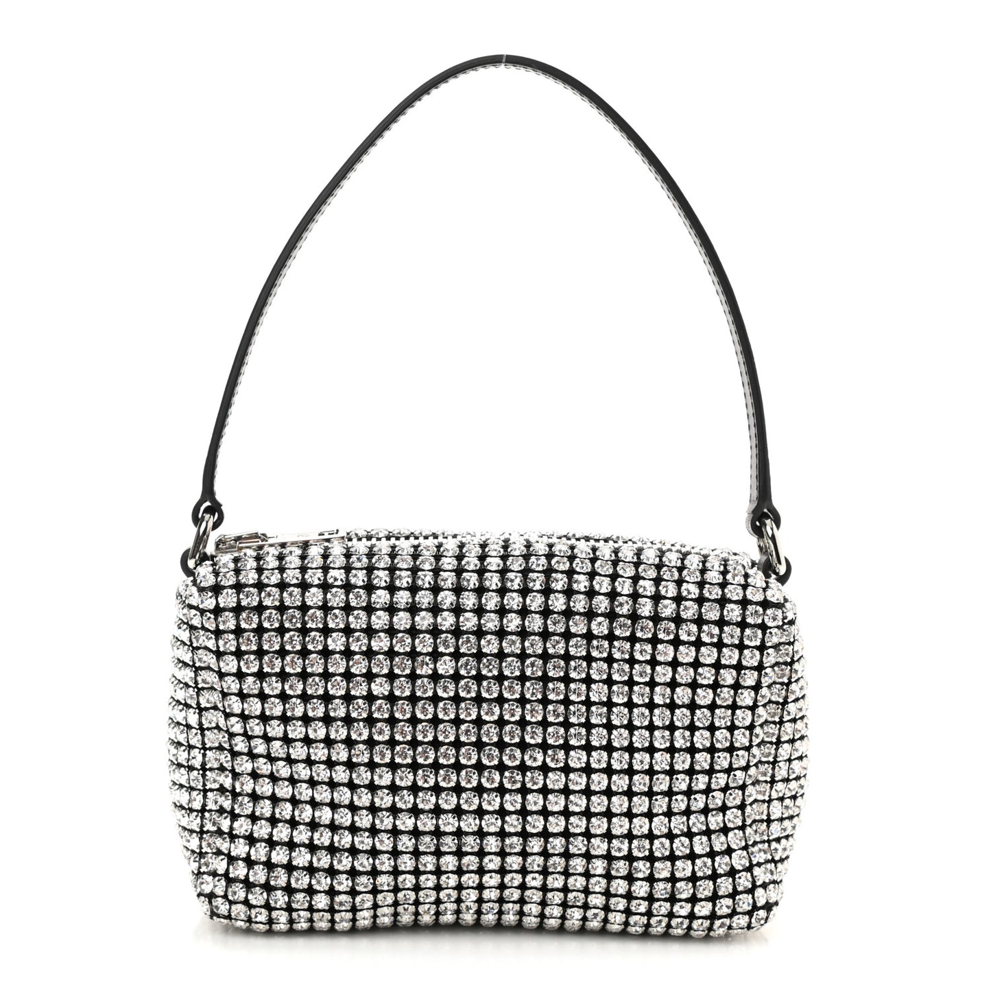 Mesh Crystal Rhinestone Mini Heiress Pouch Black Silver