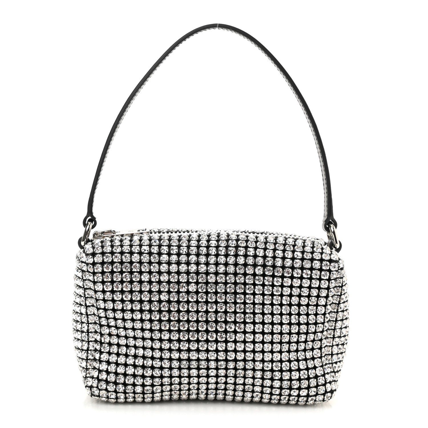 Alexander Wang Mesh Crystal Rhinestone Mini Heiress Pouch Black Silver 1 of 9