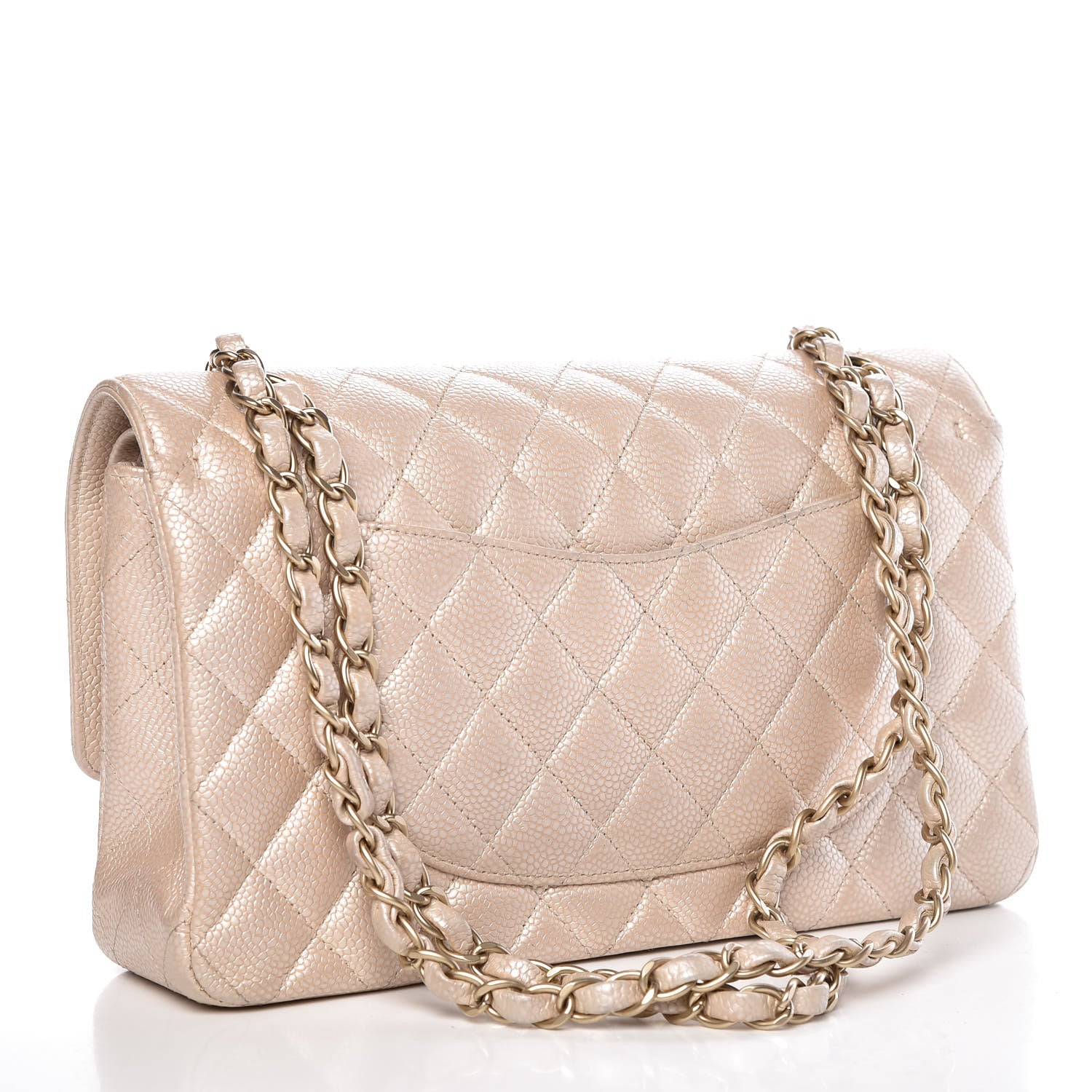 Chanel Pearly Caviar Quilted Medium Double Flap Light Beige 4 of 10