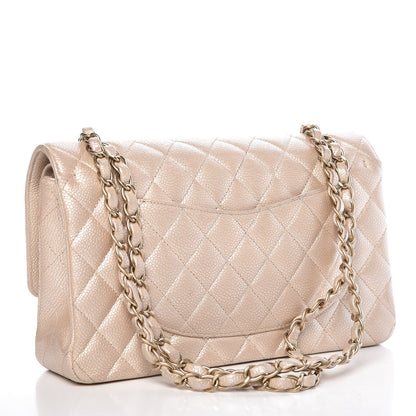 Chanel Pearly Caviar Quilted Medium Double Flap Light Beige 4 of 10