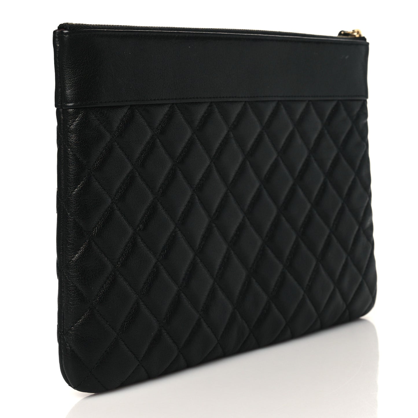 Sheepskin Quilted Mademoiselle Vintage Large Zip Pouch Black