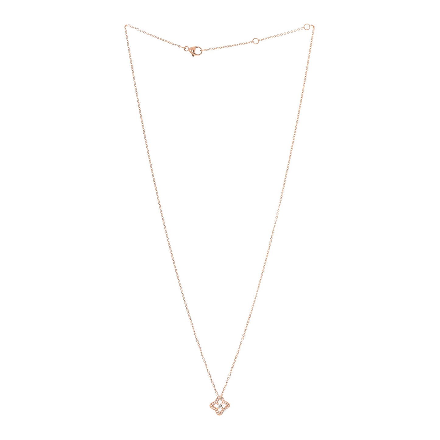 18K Yellow Gold Diamond Venetian Quatrefoil Pendant Necklace