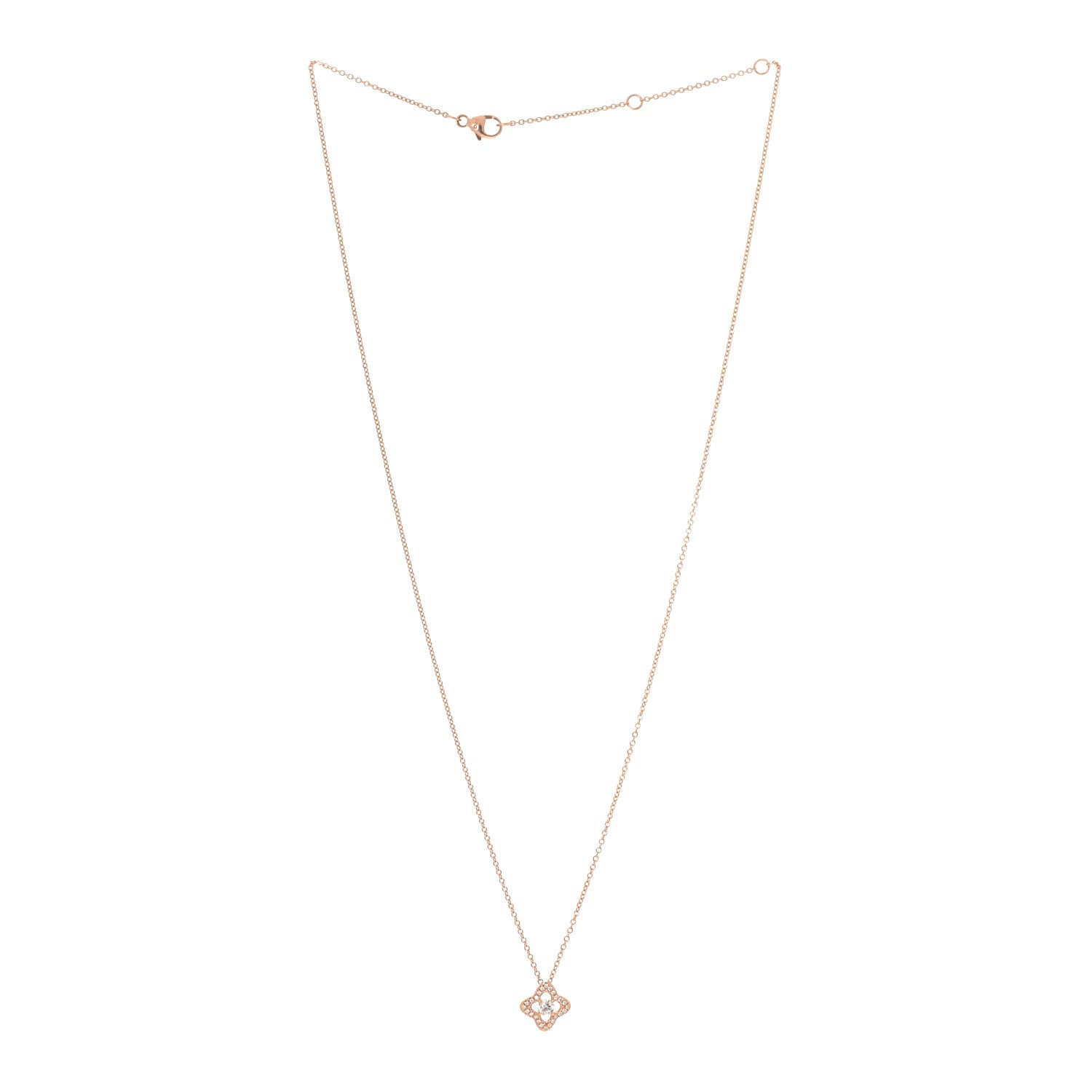 David Yurman 18K Yellow Gold Diamond Venetian Quatrefoil Pendant Necklace 3 of 5