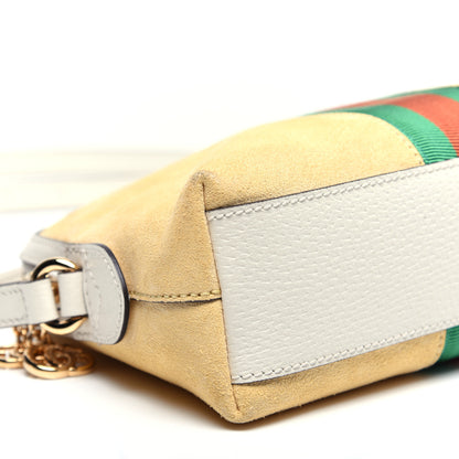 Gucci Suede Calfskin GG Web Small Ophidia Dome Shoulder Bag Burro New Mystic White 6 of 13