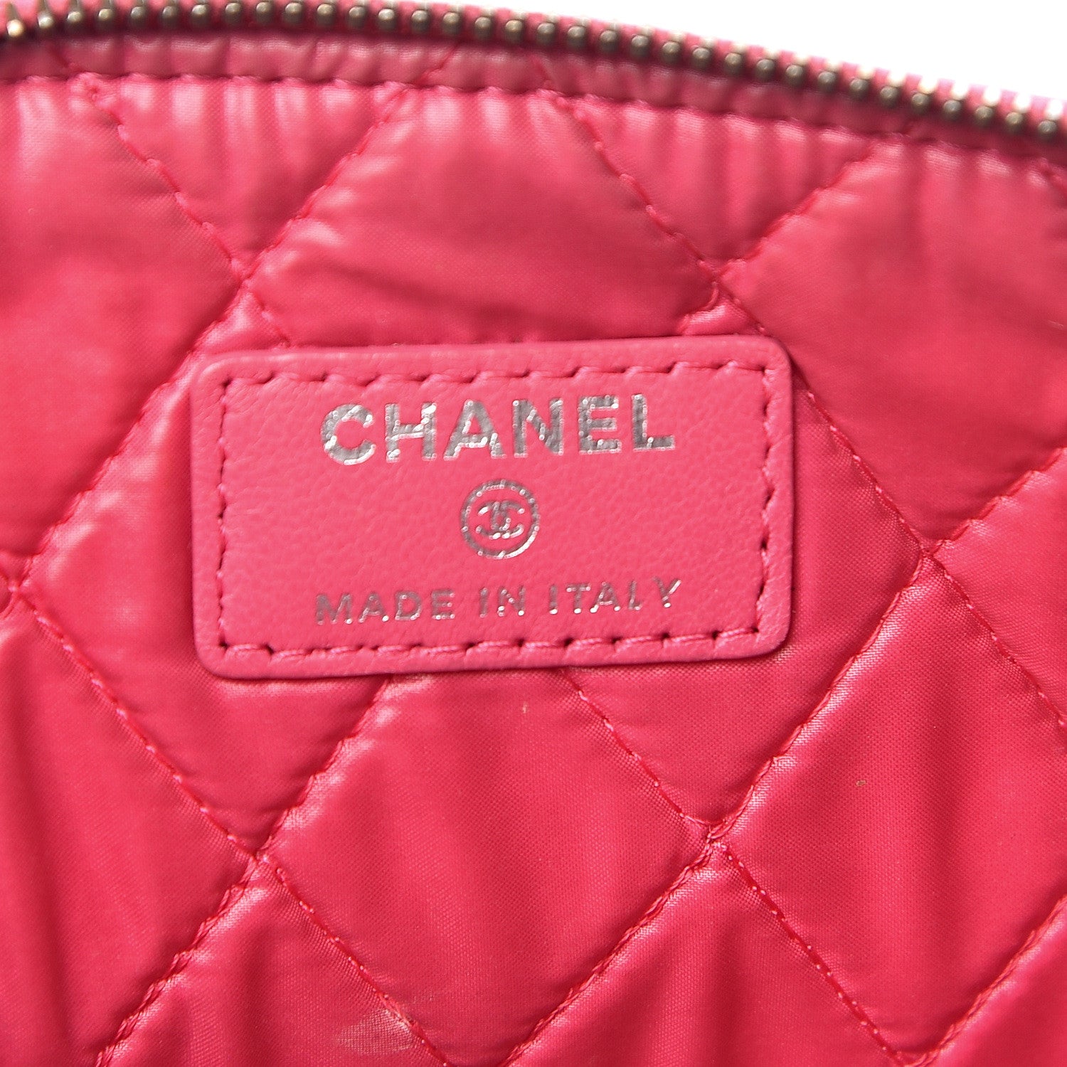 Chanel Perforated Lambskin Quilted Medium Zip Pouch Pink 6 of 14