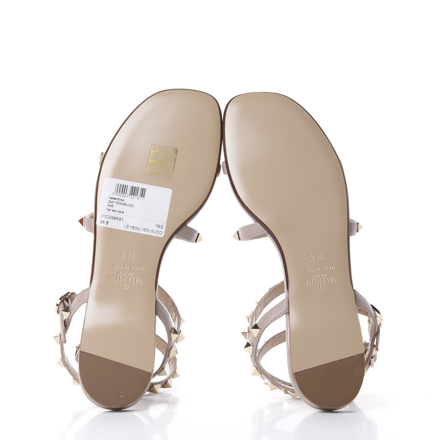 Valentino Garavani Nappa Rockstud Gladiator Flat Sandals 36.5 Poudre 7 of 10