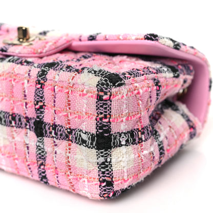 Chanel Metallic Tweed Quilted Mini Rectangular Flap Pink Navy White 10 of 10