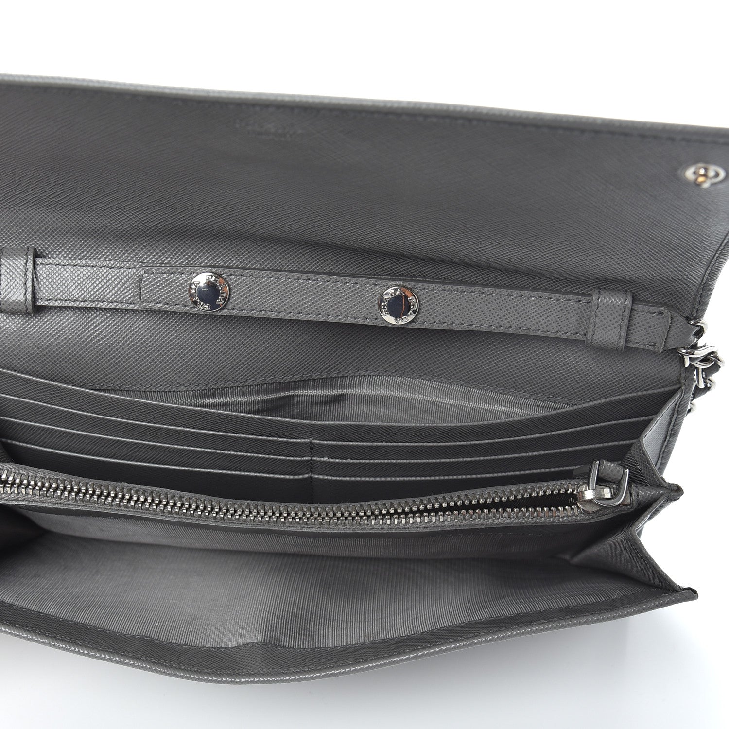 Prada Saffiano Metal Oro Chain Wallet Marmo 5 of 8