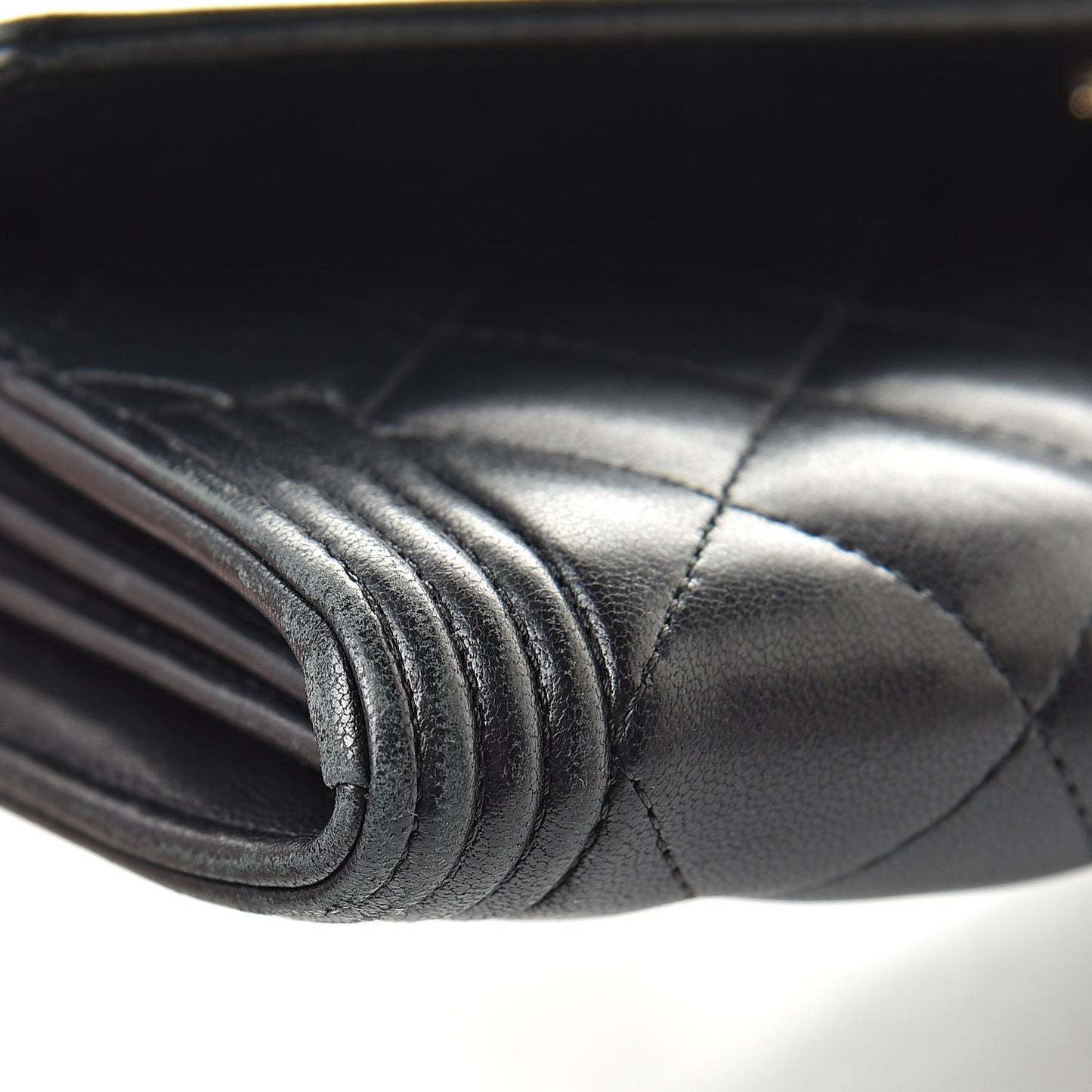 Lambskin Quilted Boy Flap Wallet Black