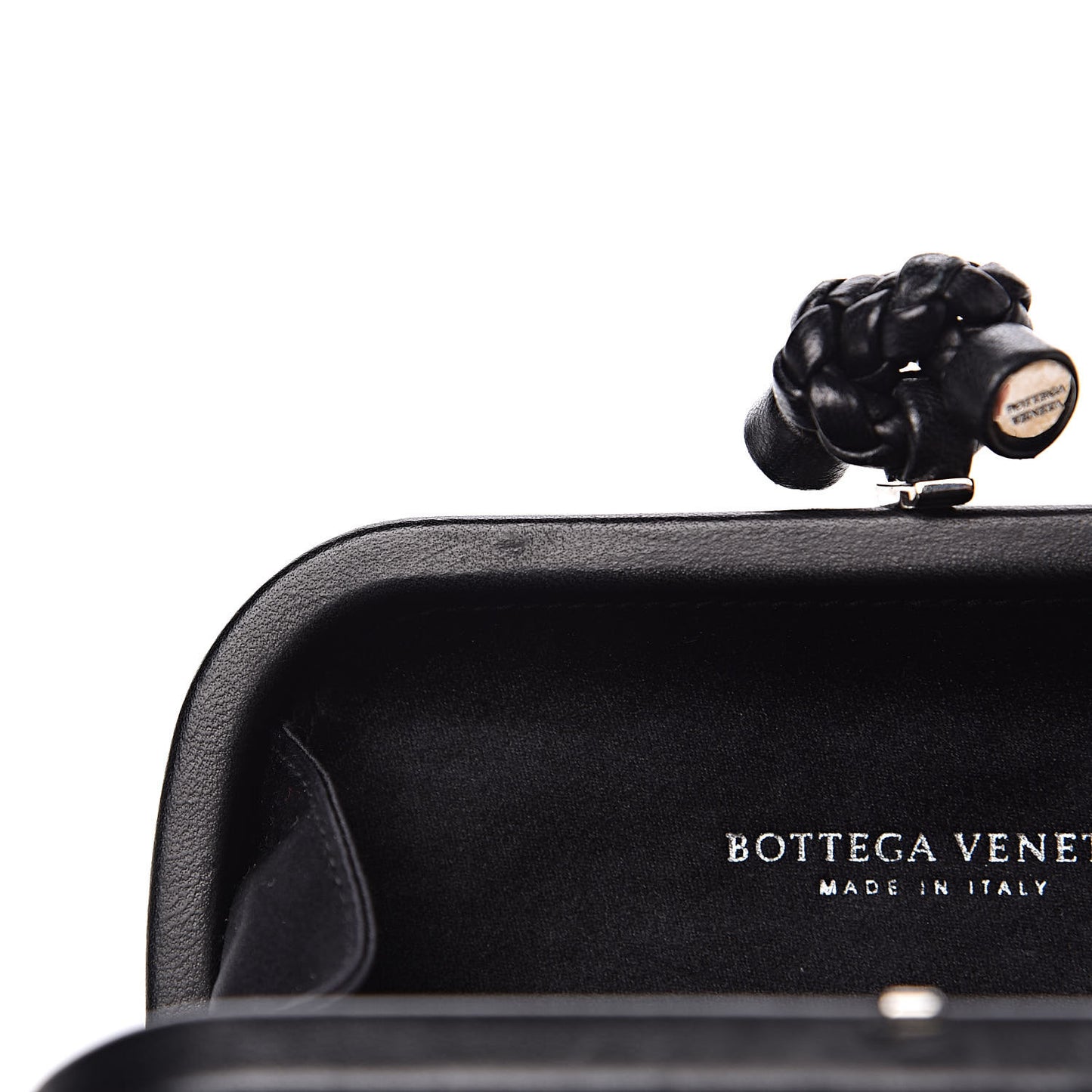Satin Intreccio Impero Knot Clutch Black