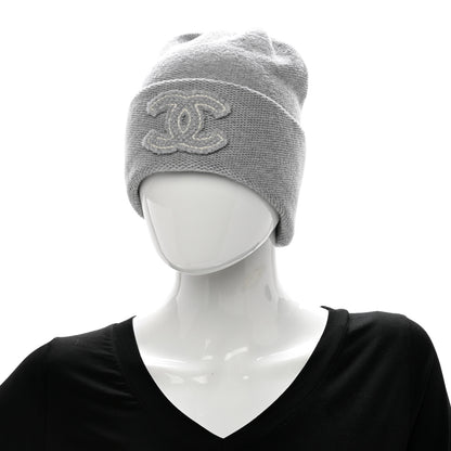 Chanel Cashmere CC Beanie Hat Grey 2 of 5