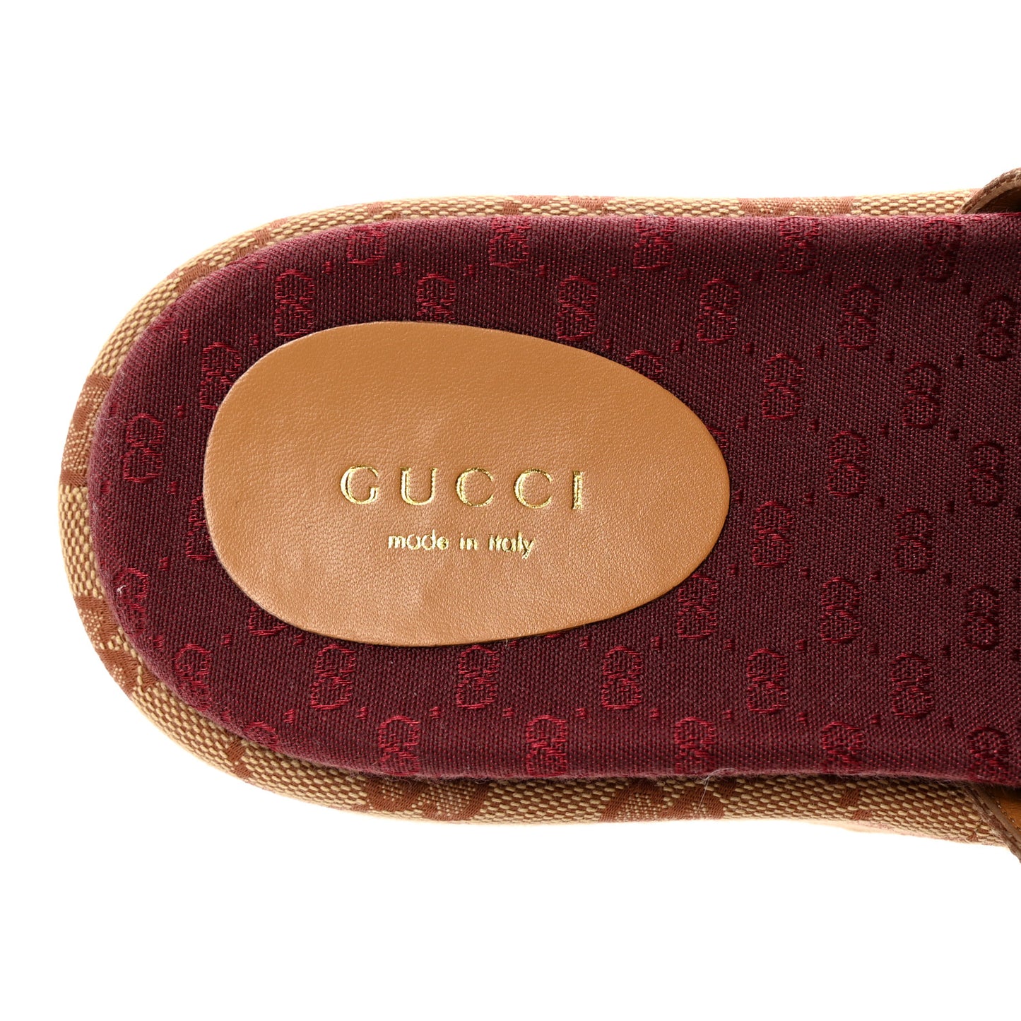 Canvas GG Monogram Angelina Platform Slide Sandals 37 Beige Ruggine