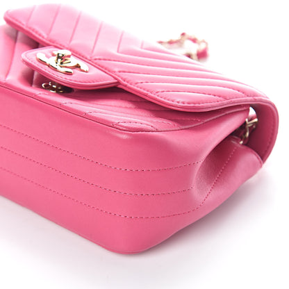 Chanel Lambskin Chevron Quilted Mini Square Flap Fuchsia 9 of 9