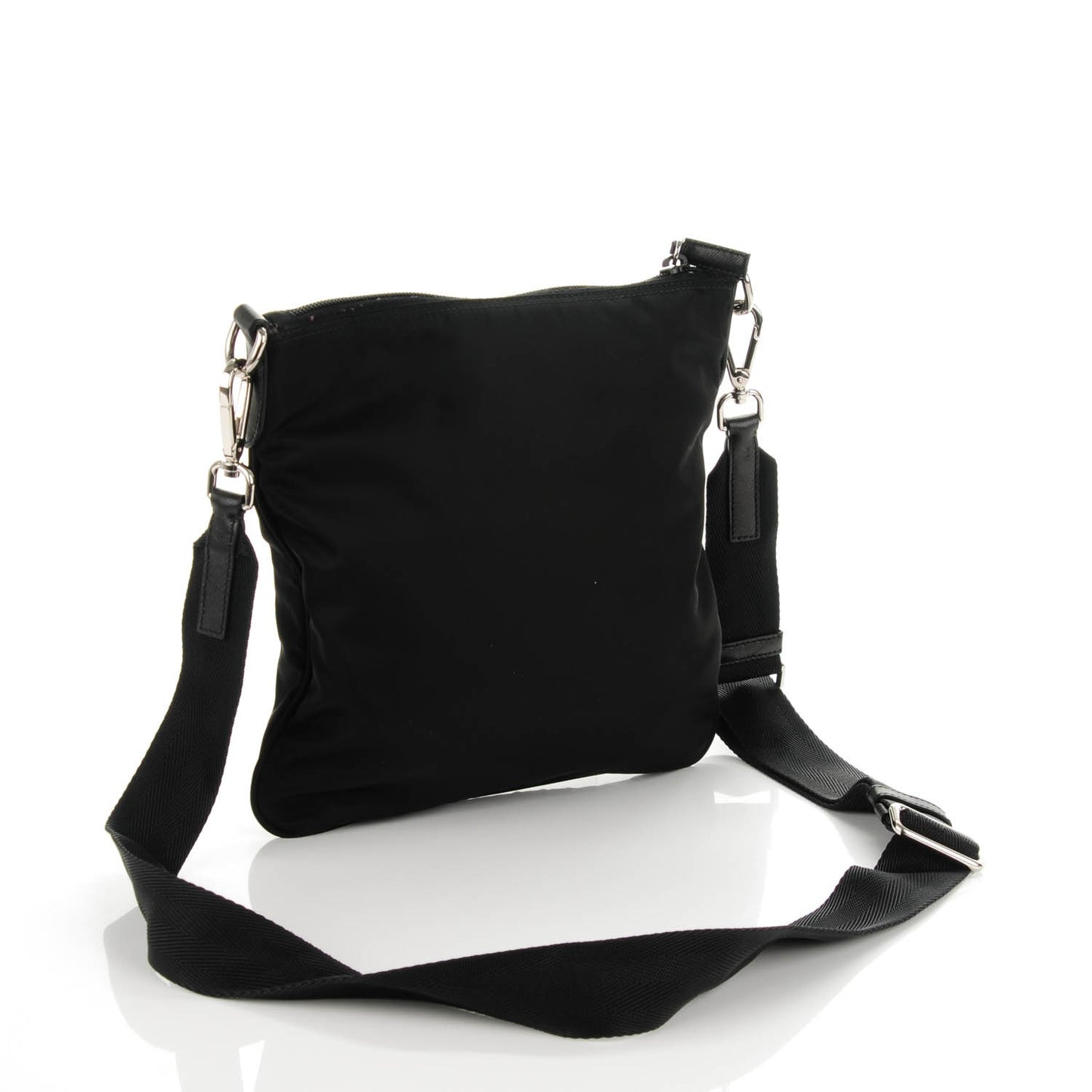 Tessuto Nylon Small Flat Messenger Bag Black