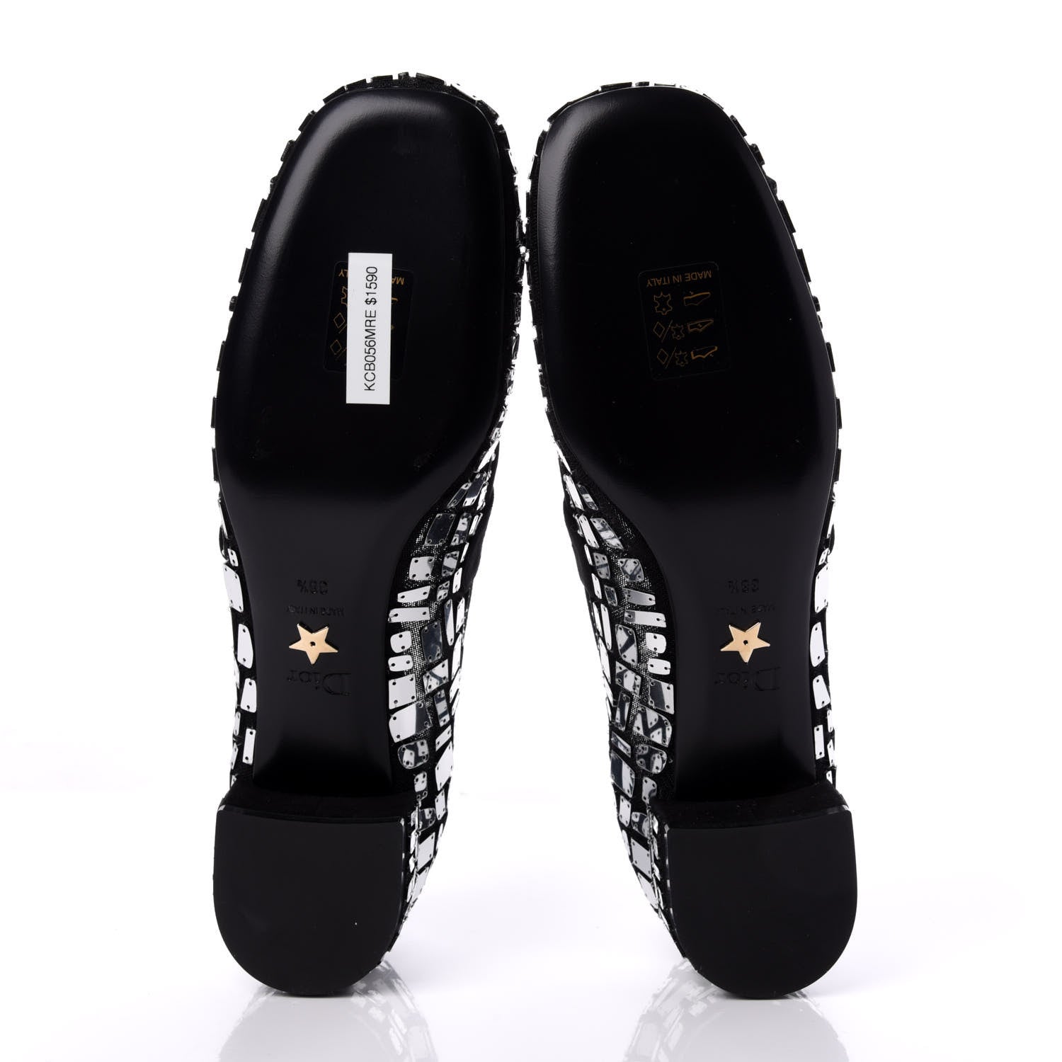 Christian Dior Mesh Embroidered Mirror Baby-D Ballet Pumps 38.5 Black 5 of 7