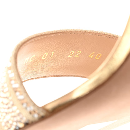 Christian Dior Laminated Calfskin Crystal Embroidered Dway 100mm Sandals 40 Gold 6 of 9