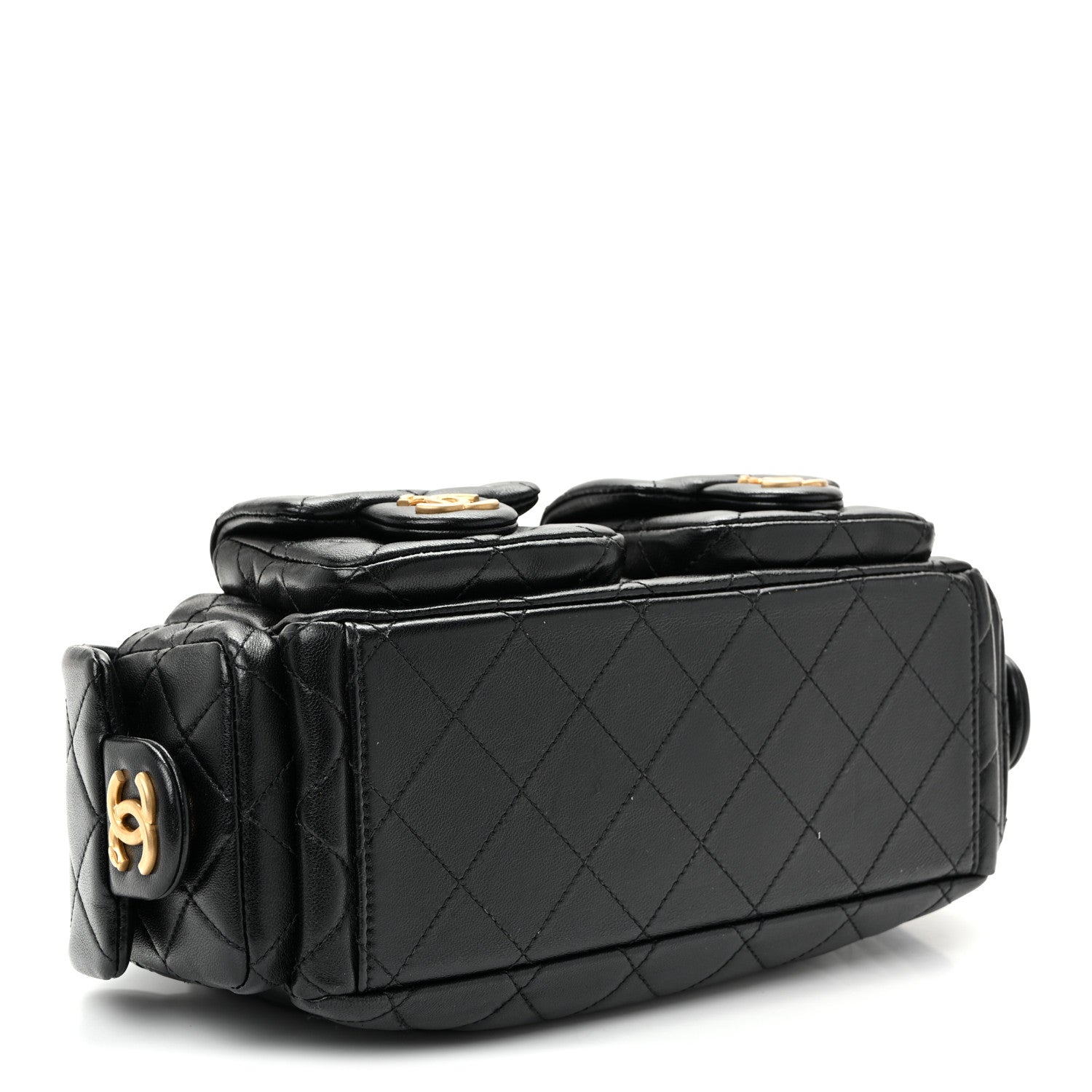 Chanel Shiny Lambskin Quilted Trendy Pockets Hobo Black 7 of 19