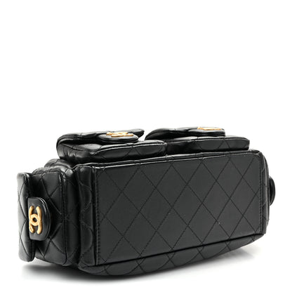 Chanel Shiny Lambskin Quilted Trendy Pockets Hobo Black 7 of 19
