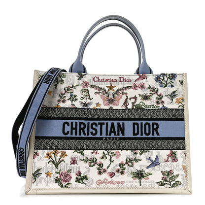 Christian Dior Calfskin Canvas Embroidered Medium Dioramour 47 Passion Book Tote With Strap White Multicolor 1 of 11