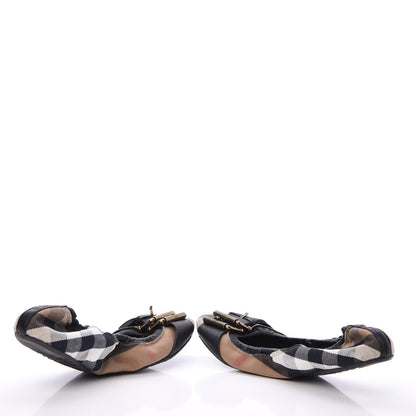 Burberry Nova Check Buckle Elastic Ballerina Flats 40 Black 6 of 9
