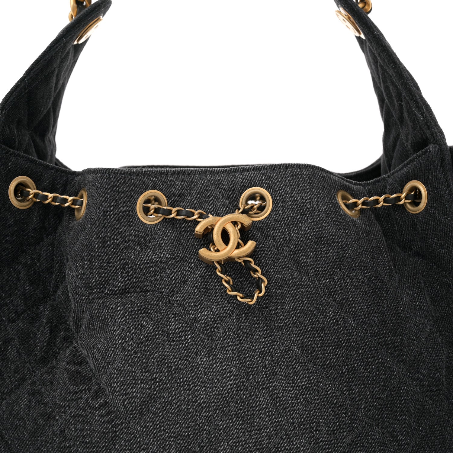 Chanel Washed Denim Quilted Small Chanel 25 Handbag Black 8 of 10