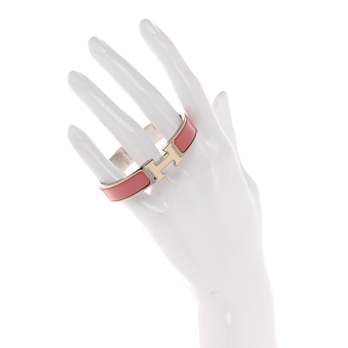 Enamel Narrow Clic Clac H Bracelet GM Rose Velours White