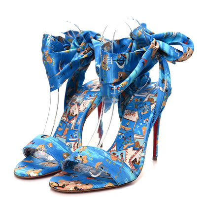 Christian Louboutin Crepe Satin Greekaba Du Desert 100 Sandal 38 Blue Multicolor 3 of 7
