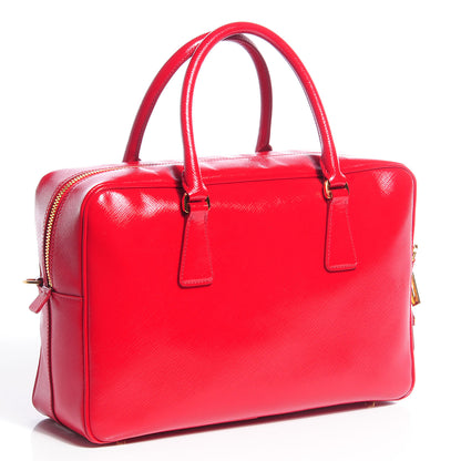 Prada Saffiano Vernice Lux Bauletto Rosso 3 of 9