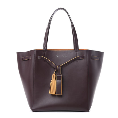 Celine Smooth Calfskin Small Tassel Cabas Phantom Burgundy 1 of 11