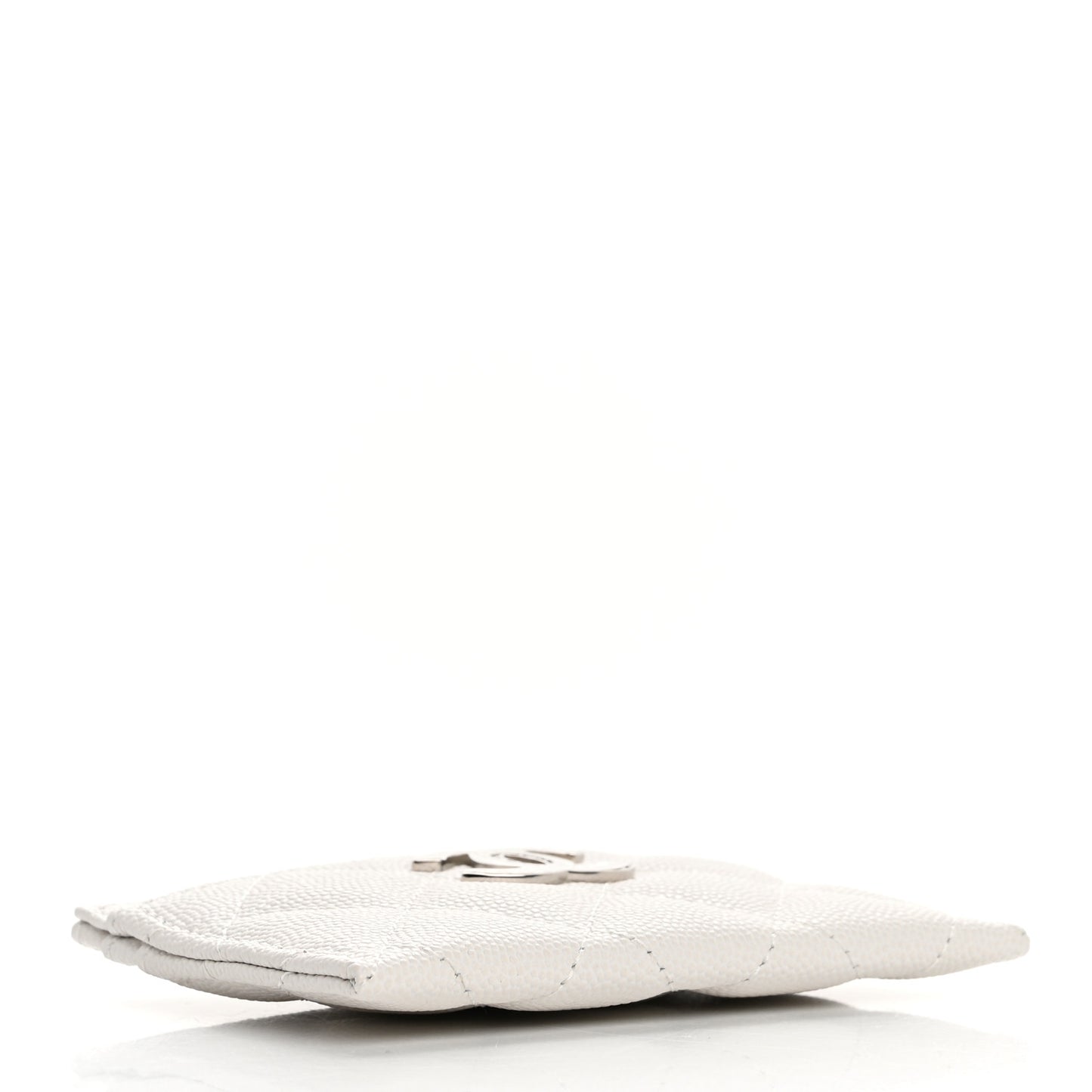 Caviar Quilted CC Logo Card Holder White