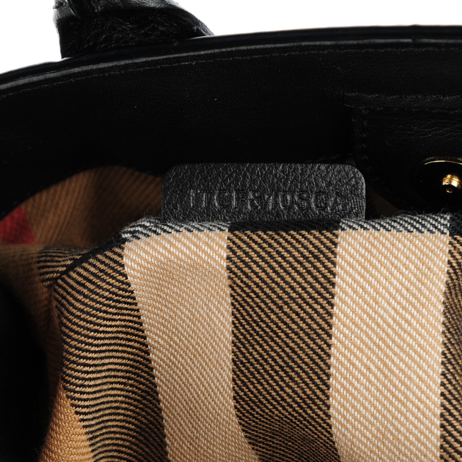 Burberry Calfskin House Check Small Banner Tote Black 7 of 8