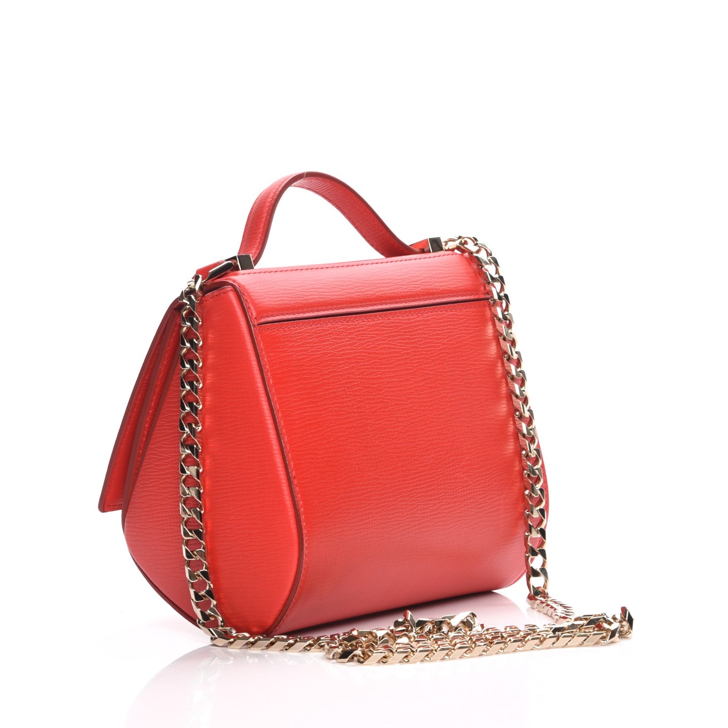 Textured Calfskin Mini Pandora Box Chain Crossbody Bag Medium Red