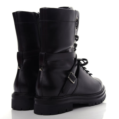Valentino Garavani Smooth Calfskin Rockstud Buckled 25mm Combat Boots 40 Black 4 of 11